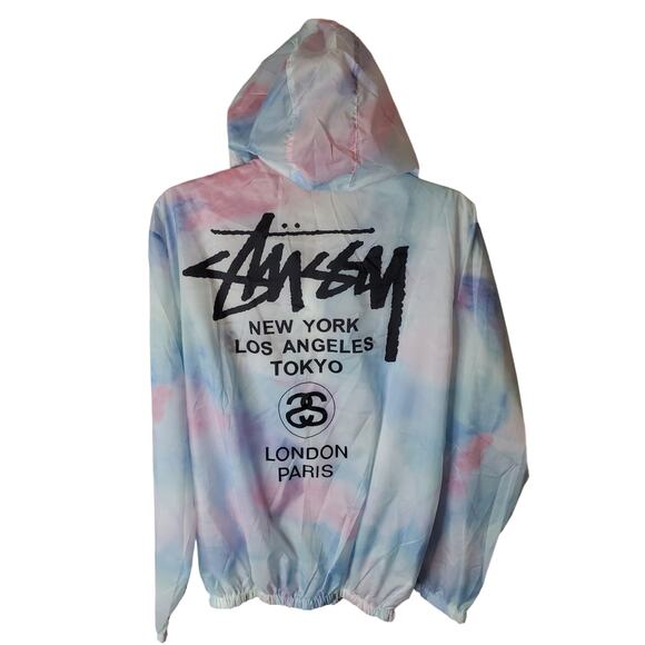 Stussy Cotton Candy Rainbow Dye Tie Hooded Windbreaker, XXL - Picture 3 of 5